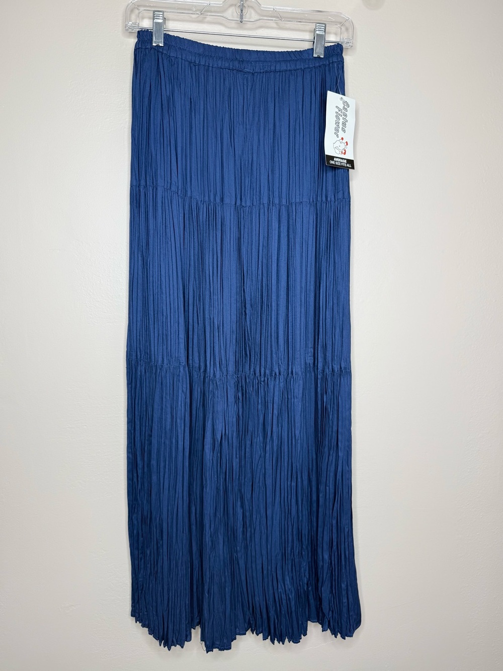 NWT Cactus Flower Navy Crinkle Tiered Maxi Broomstick Skirt Size M/L
